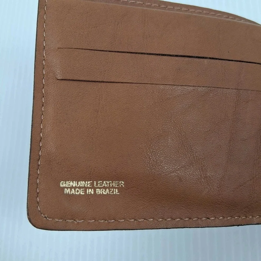 MARLBORO LEATHER BI-FOLD WALLET Vtg Made In Brazil Brown‎ Genuine Leather